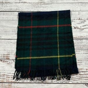 Pringle of Scotland plaid tartan Lambswool scarf fringe